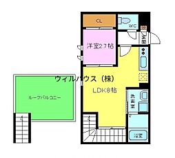 GRANDTIC雅・堺東 1LDKの間取図画像