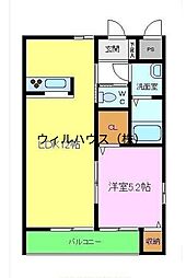 カサベルテ北花田パート3 1LDKの間取図画像
