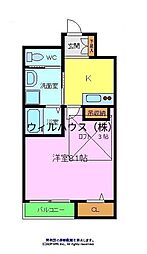 エヌエム・トラントウェスト 1Kの間取図画像