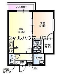フジパレス鳳中イースト 1LDKの間取図画像