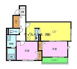 メゾンドココア 1SLDKの間取図画像