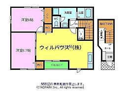 オブコニカ 2LDKの間取図画像