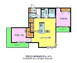 LASUITESAKAIHIGASHI 2LDKの間取図画像