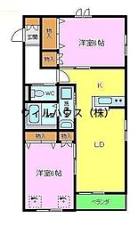 ヘーベルマンション浜寺 2LDKの間取図画像