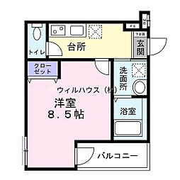 フジパレス諏訪ノ森駅東 1Kの間取図画像