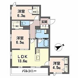堺市西区浜寺昭和町2丁マンション 3LDKの間取図画像