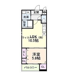 西喜ハイツ 1LDKの間取図画像