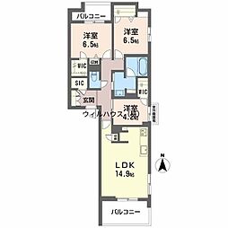 堺市北区北花田町4丁マンション 3LDKの間取図画像