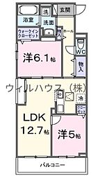 メゾンフルール 2LDKの間取図画像