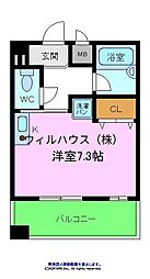 シュプレーム堺 ワンルームの間取図画像