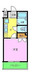 ヴィラージュ窪田 1Kの間取図画像