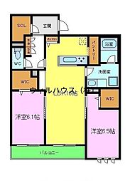アリエッタ東三国ヶ丘 2LDKの間取図画像