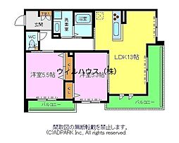 ヴェールジャルダン 2LDKの間取図画像