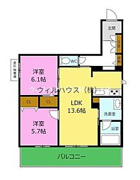 シャーメゾン金岡公園 2LDKの間取図画像