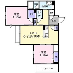 SouthMaisonさくら 2LDKの間取図画像