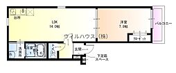 フジパレス湊駅東 1LDKの間取図画像