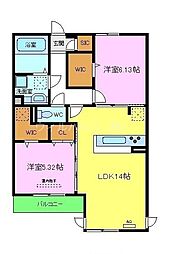 セントラルポーB 2LDKの間取図画像