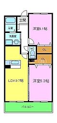 インヴィテ・ボヌール2番館 2LDKの間取図画像