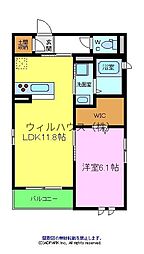 シャーメゾンみなと 1LDKの間取図画像