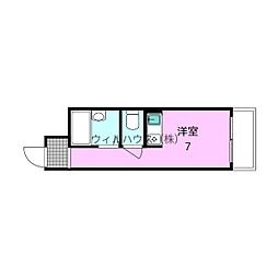 川口ハイツ ワンルームの間取図画像