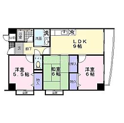 グロワール北花田 3LDKの間取図画像