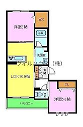メゾングランシャリオ 2LDKの間取図画像