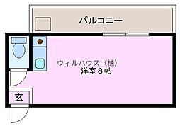 アクニコーポ ワンルームの間取図画像