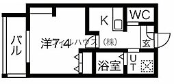 ジーイー・サンク 1Kの間取図画像