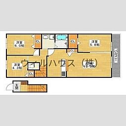 堺市西区浜寺元町1丁アパート 3LDKの間取図画像