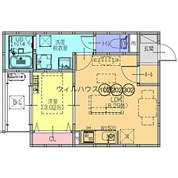 Fstyle東新町3号館 1LDKの間取図画像