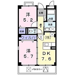 コータ・コート2 2DKの間取図画像