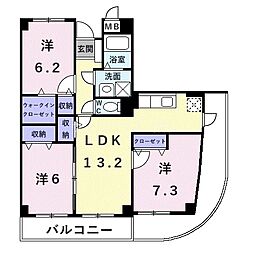 マリブガーデン 3LDKの間取図画像