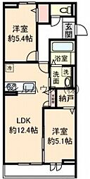 堺市西区上野芝町5丁アパート 2LDKの間取図画像