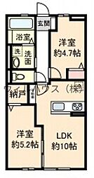 堺市西区上野芝町5丁アパート 2LDKの間取図画像