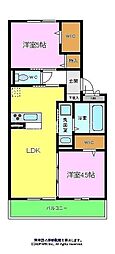 D-roomセピアコート鳳 2LDKの間取図画像