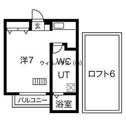 グリーンリーフ ワンルームの間取図画像