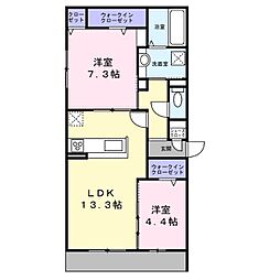 パサログランデ百舌鳥本町3丁 101 1階2LDKの間取り