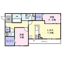 パサログランデ百舌鳥本町3丁 203 2階2LDKの間取り