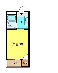 フジタビル 2階1Kの間取り