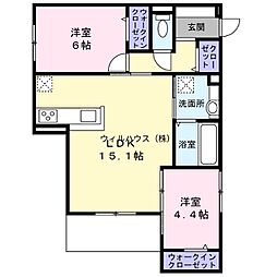 パサログランデ北長尾 2LDKの間取図画像
