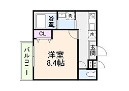 フジパレス堺白鷺5番館 3階1Kの間取り