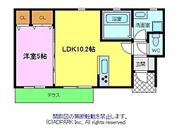 ユタリ 1LDKの間取図画像