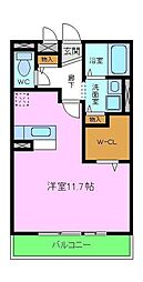 リヴェール日置 ワンルームの間取図画像