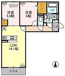メルベイユさやか 1LDKの間取図画像