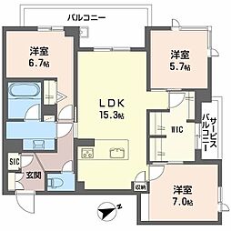 アルテーヌ浜寺元町 B棟 3LDKの間取図画像
