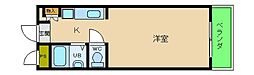 東光荘2 1Kの間取図画像
