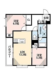 シャーメゾンgeo白鷺 2LDKの間取図画像