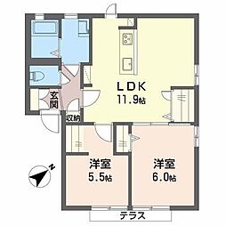 サンライフ・和気C 2LDKの間取図画像