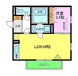 アクシス北野田 1LDKの間取図画像