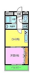 エスペラールミヤ 2階1DKの間取り